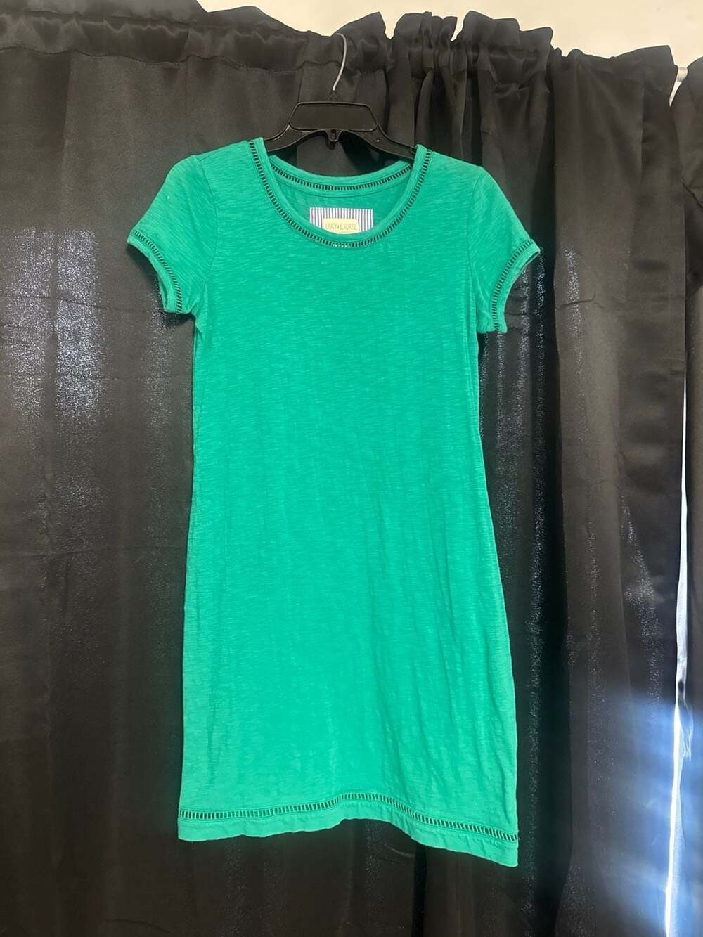 Lucy & Laurel Green Ladder Stitch Trim T-Shirt Dress Size S